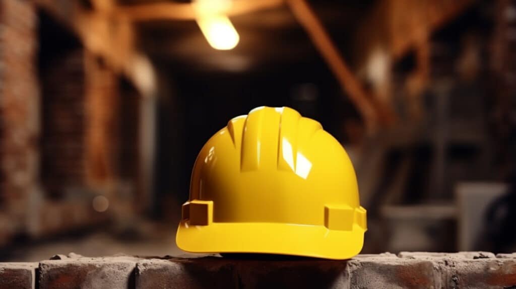 Industrial Safety Procedures 9 yellow construction helmet background building